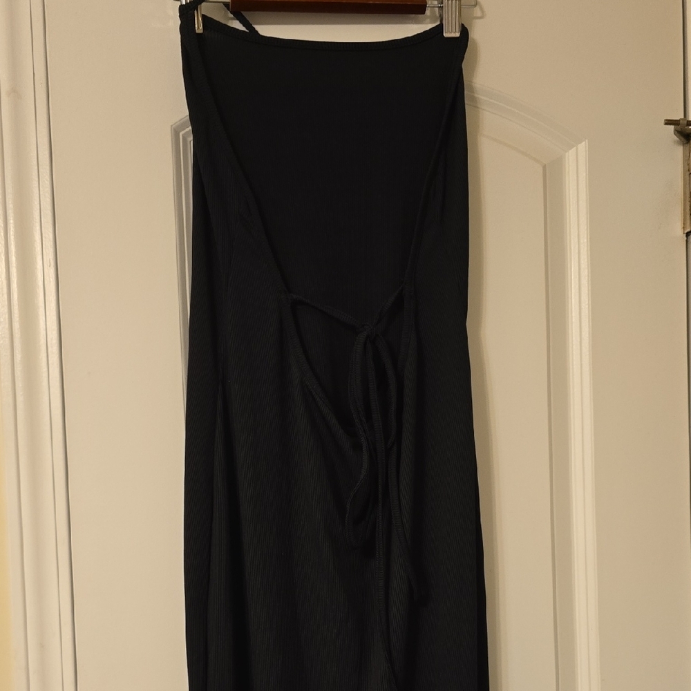 Black Maxi Skirt with Tie Front for Night Out
